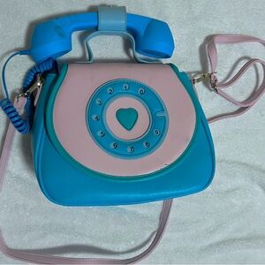 Retro Telephone Handbag in Blue and Pink -- THE PHONE WORKS!!